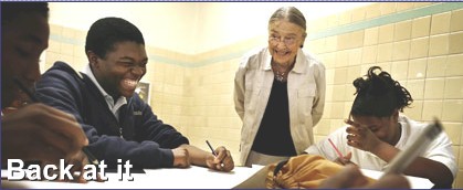 Mrs. Taylor with East pupils.